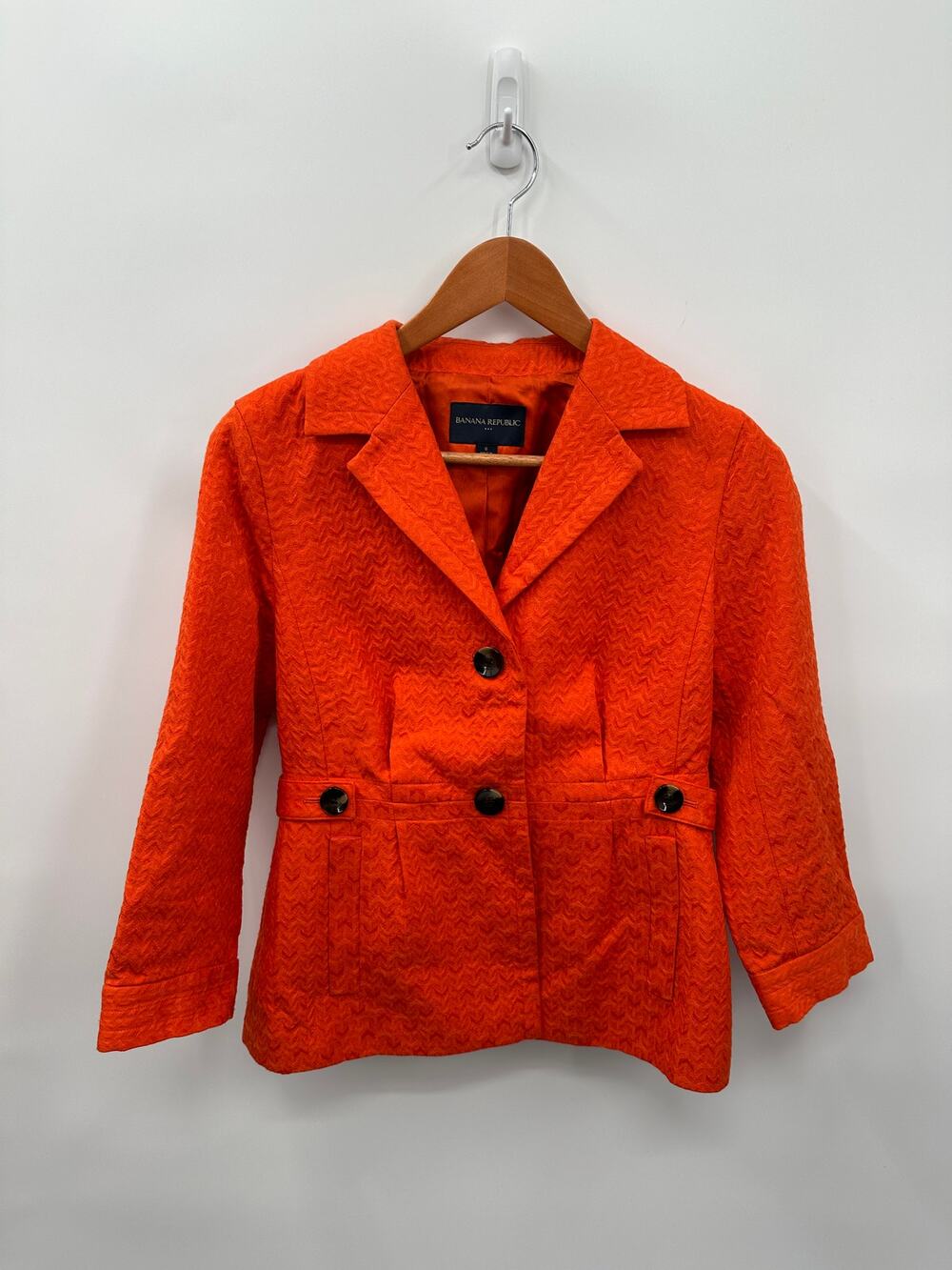 BANANA REPUBLIC Orange Textured Notched Collar Blazer // 8